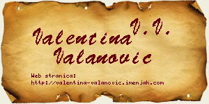 Valentina Valanović vizit kartica